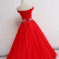 Beautiful Red Tulle Off Shoulder Long Formal Gown Red Sweet 16 Dresses KS6650