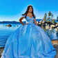 Princess Floral Off the Shoulder Tulle Quinceanera Dress Ball Gown N1350