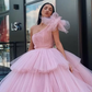 Light Pink Ball Gown Quinceanera Dresses One Shoulder Puffy Tiered Skirts Formal Evening Gowns Girls Sweet 16 Party Dress SA1252