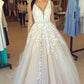 Custom made champagne lace tulle long prom dress, A line evening dresses KS3322