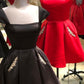 Cap Sleeves Short Navy Blue Homecoming Dress with Lace Up Back P0795