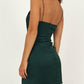 R0508,simple dark green sleeveless v-neck short evening dresses spaghetti-straps slit-skirt homecoming dresses with satin