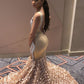 Sparkling Crystal Appliques Straps Black Girl Prom Dresses Open Back Mermaid Evening Dresses M0119
