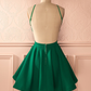 Cute green backless short prom dress, green homecoming dress E08