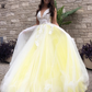 Yellow Prom Dresses Evening Dress Fairy Formal Gowns Party Wear V17