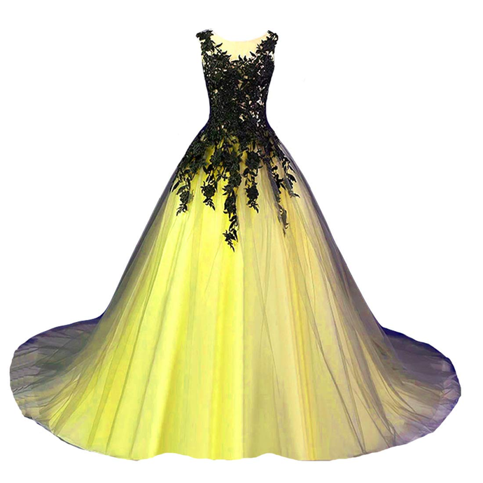 Yellow Prom Dresses Evening Dress Fairy Formal Gowns Party Wear V14