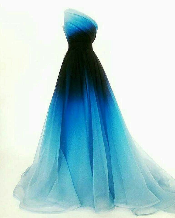 Blue Ombre One Shoulder Ruched Prom Dress K13