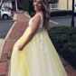 Yellow Prom Dresses Evening Dress Fairy Formal Gowns Party Wear V17