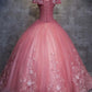 Charming Ball Gown Off-The-Shoulder Tulle Sweet 16 Dress, Quinceanera Dress KS5490