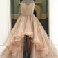 Organza with Beaded Bodice Halter High Low Prom Dress,Pageant Dress KS3306