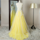 Yellow Prom Dresses Evening Dress Fairy Formal Gowns Party Wear V17