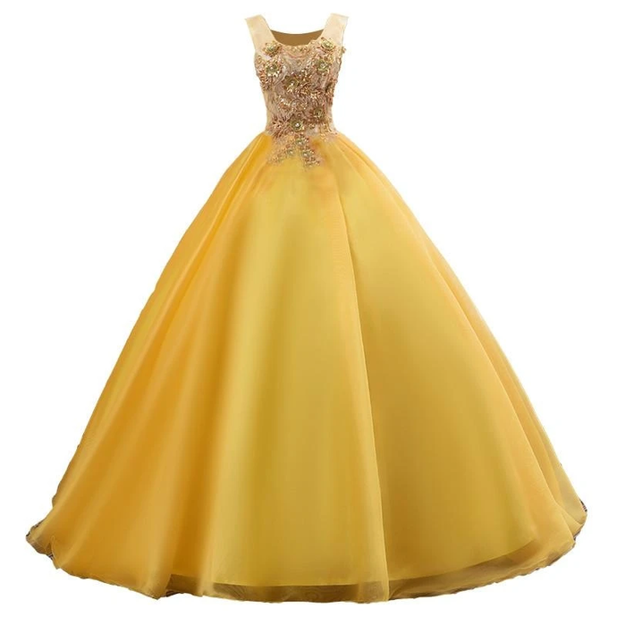 Yellow Prom Dresses Evening Dress Fairy Formal Gowns Party Wear V13