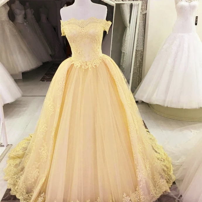 Yellow Prom Dress, Yellow Formal Graduation Evening Dress PL3214