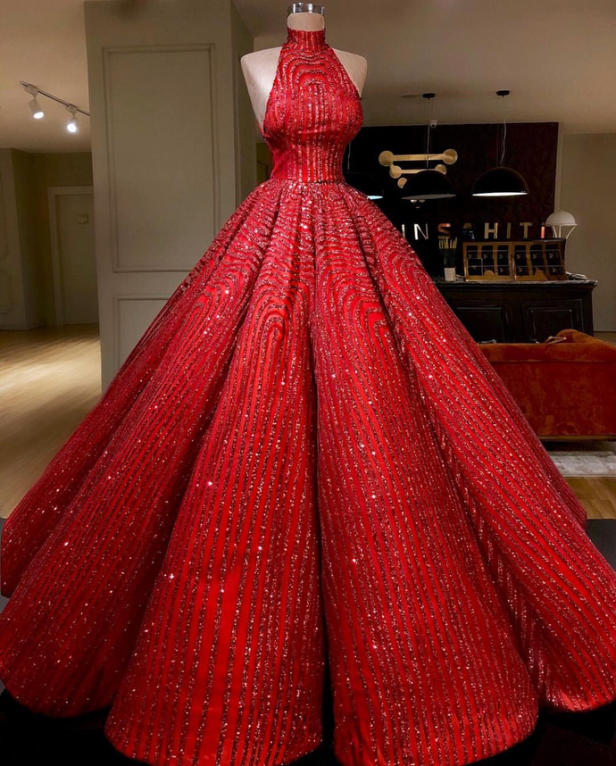 ball gown red prom dresse sequins shinning long evening dresses gowns BA8161