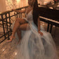 Pretty V neck Lace Prom Dress, Sexy Split Slit Evening Dress H3446