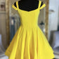 Yellow satin short prom dress homecoming dress KS3971