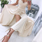 White v neck chiffon lace long prom dress, white formal dress B493