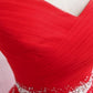 Beautiful Red Tulle Off Shoulder Long Formal Gown Red Sweet 16 Dresses KS6650