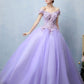 Light purple tulle lace long prom dress, sweet 16 dress KS2907