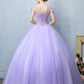 Light purple tulle lace long prom dress, sweet 16 dress KS2907