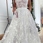 Gorgeous Off White Sweetheart Lace Prom Dress A-Line Spagetti Straps Long Evening Dress KS7950