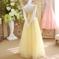 Yellow Tulle Off The Shoulder Lace Prom Dress SA1608